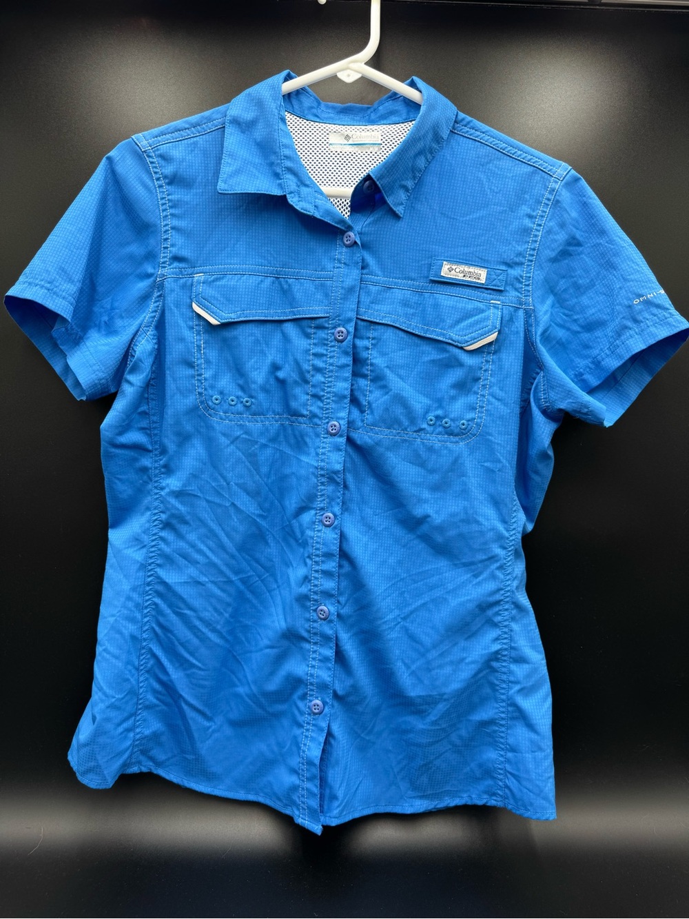 Columbia Women's Bright Blue Short-Sleeve Button-Down Shirt
